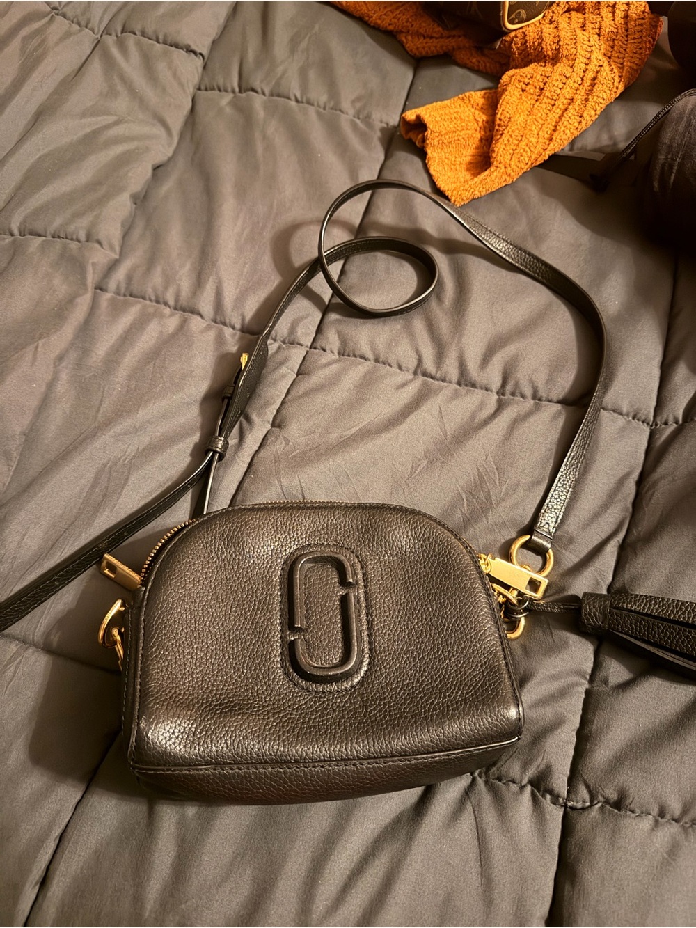 Black Leather Crossbody Marc Jacobs with Gold Hardware